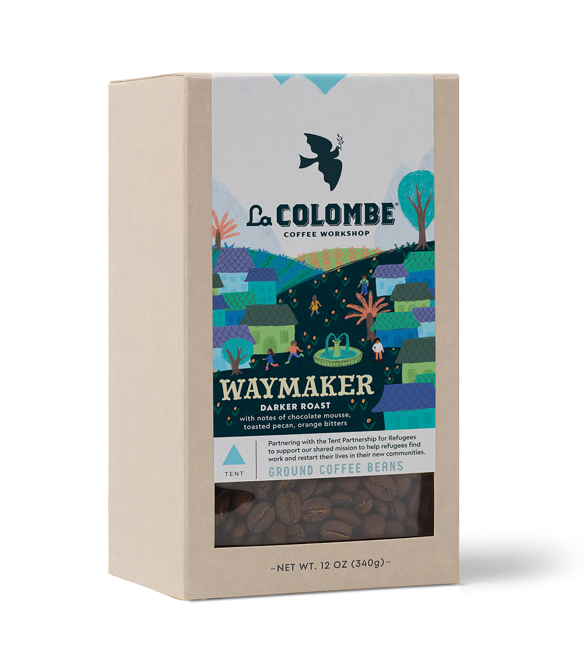 La Colombe coffee package with colorful design on a white background